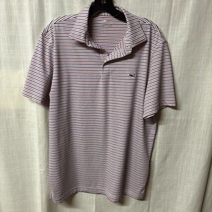 Vineyard Vines Navy and White Striped Polo